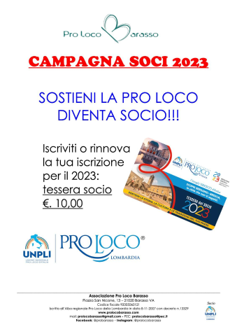 Campagna soci Pro Loco 2023 